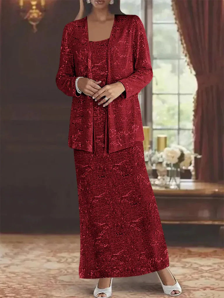 Robes de mère de la mariée en mousseline avec paillettes et veste 