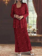 Robes de mère de la mariée en mousseline avec paillettes et veste 