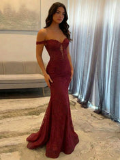 Sparkly Off the Shoulder Mermaid Corset Long Prom Dress