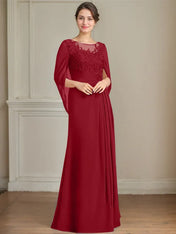 A-Line/Princess Scoop Floor-Length Mother of the Bride Dresses with Pleated & Sequins