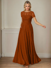 Dark Navy A-Line Boatneck Sequins Chiffon Dress