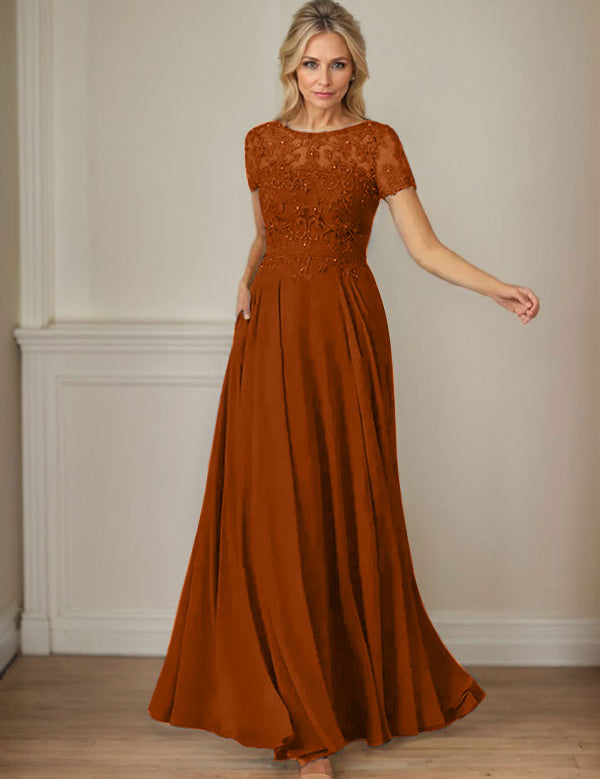 Dark Navy A-Line Boatneck Sequins Chiffon Dress