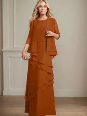 Robe fourreau en mousseline de soie pour mère de la mariée, longueur au sol 