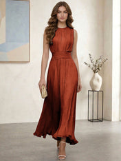 Ethereal Formal Evening Dress Ice Blue Pleated Chiffon Maxi Gown