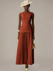 White A Line Chiffon Round Neck Sleeveless Floor Length Dresses