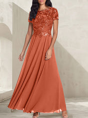 Charcoal Grey A-Line Scoop Long Mother of the Bride Dress With Beadings