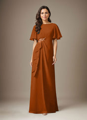 Dark Navy Sheath Beaded Chiffon Dress