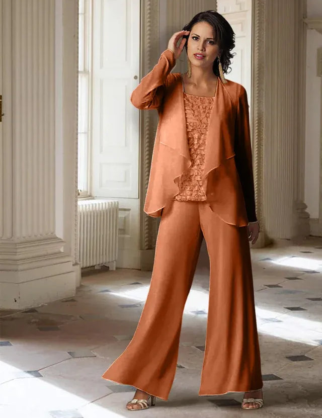 Chiffon Long Sleeves Mother of the Bride Pantsuits with Jacket