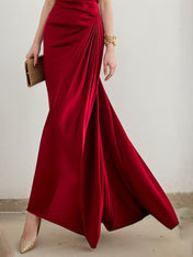 Elegant Formal Red Ankle Length Prom Dress Strapless Evening Gown