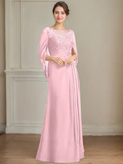 A-Line/Princess Scoop Floor-Length Mother of the Bride Dresses with Pleated & Sequins