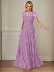 Dark Navy A-Line Boatneck Sequins Chiffon Dress