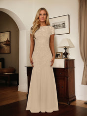 Dark Navy Mermaid Scoop Sequins Tulle Dress