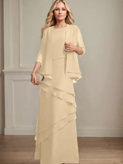 Robe fourreau en mousseline de soie pour mère de la mariée, longueur au sol 