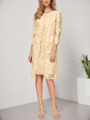 A-line Scoop Knee-Length Chiffon Lace Mother of the Bride Dress With Jacket