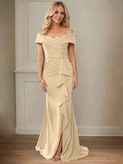 Sheath/Column V-Neck Illusion Floor-Length Lace Chiffon Mother of the Bride Dress With Pleated Sequins