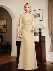 Sheath/Column Scoop Floor-Length Chiffon Mother of the Bride Dress With Pleated Beading