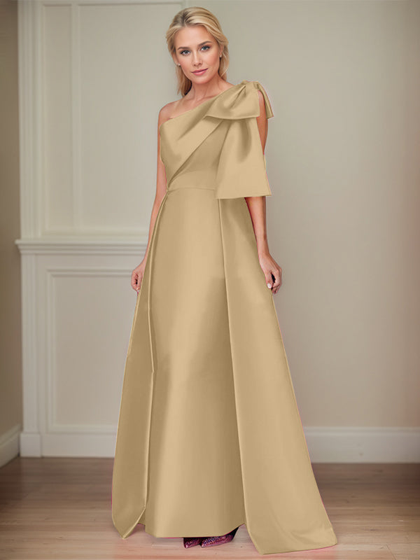 A-Line One-Shoulder Satin Mother Of The Bride Dresses With Bows