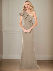 A-line One Shoulder Floor-Length Chiffon Mother of the Bride Dress With Ruffles