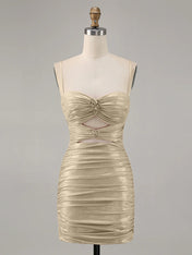 Bodycon Cut Out Ruched Beaded Homecoming Dress