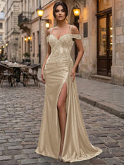 Emerald Green Beaded Corset Satin Long Prom Dress