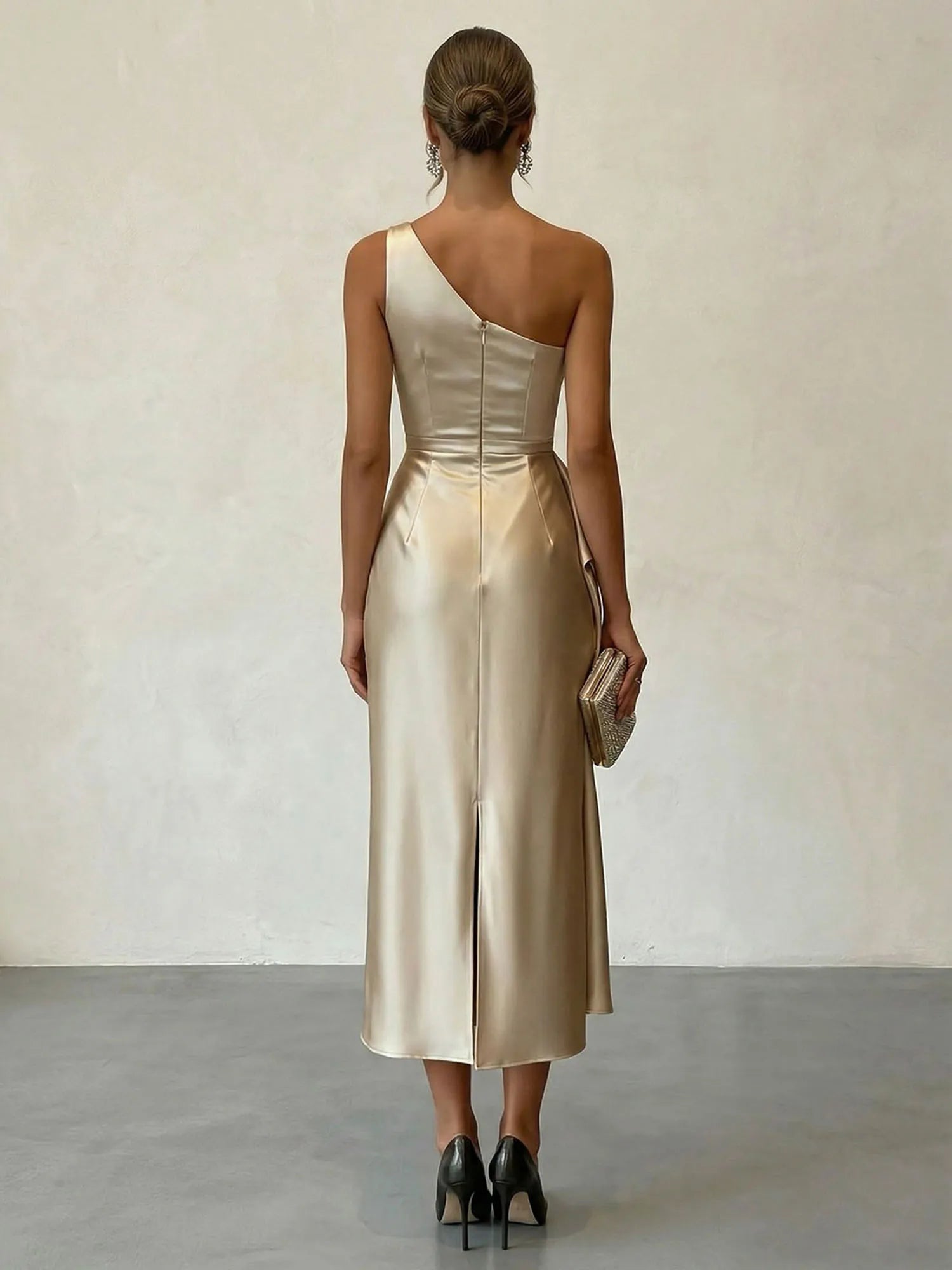 ChampagneRuchedSatinOneShoulderSleevelessSheathMidiDress_3.webp