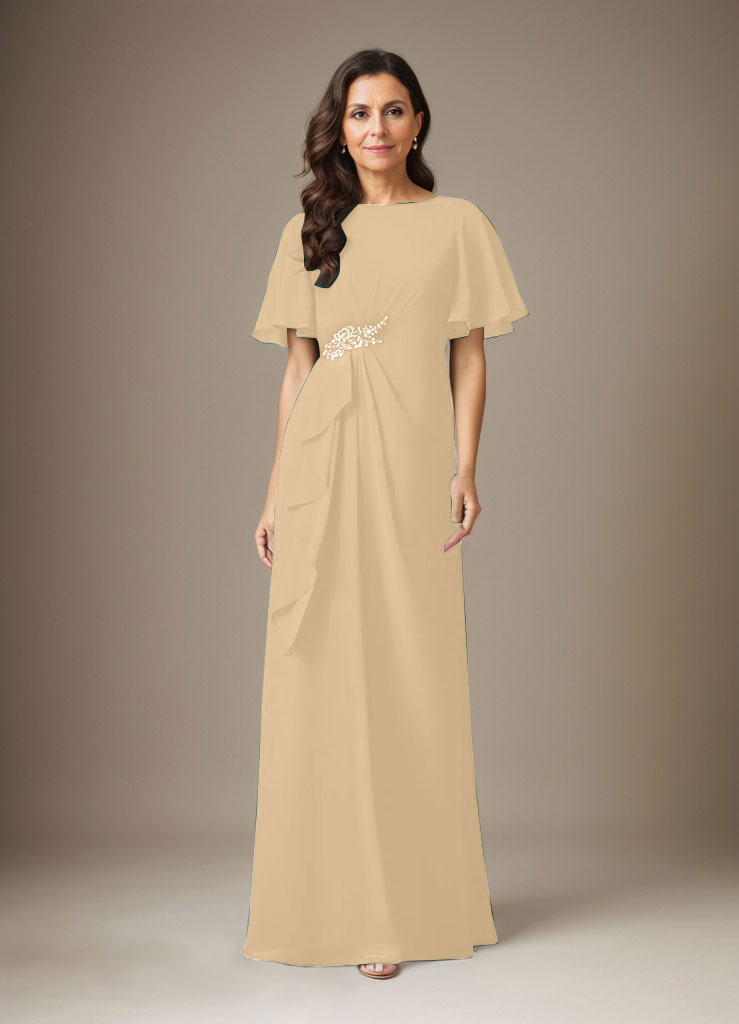 Robe fourreau en mousseline de soie bleu marine foncé avec perles