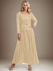 A-line Square Ankle-Length Chiffon Mother of the Bride Dress With Pleated