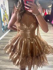 A-line Straps Sweetheart Short Homecoming Dress with Bow