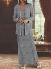 Robes de mère de la mariée en mousseline avec paillettes et veste 