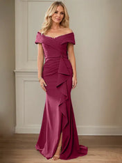 Sheath/Column V-Neck Illusion Floor-Length Lace Chiffon Mother of the Bride Dress With Pleated Sequins