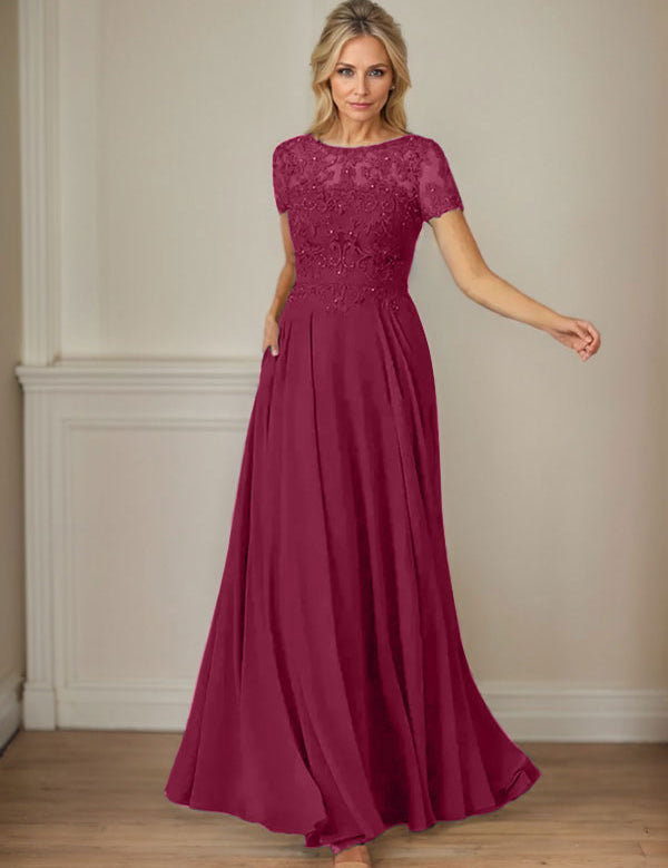 Dark Navy A-Line Boatneck Sequins Chiffon Dress