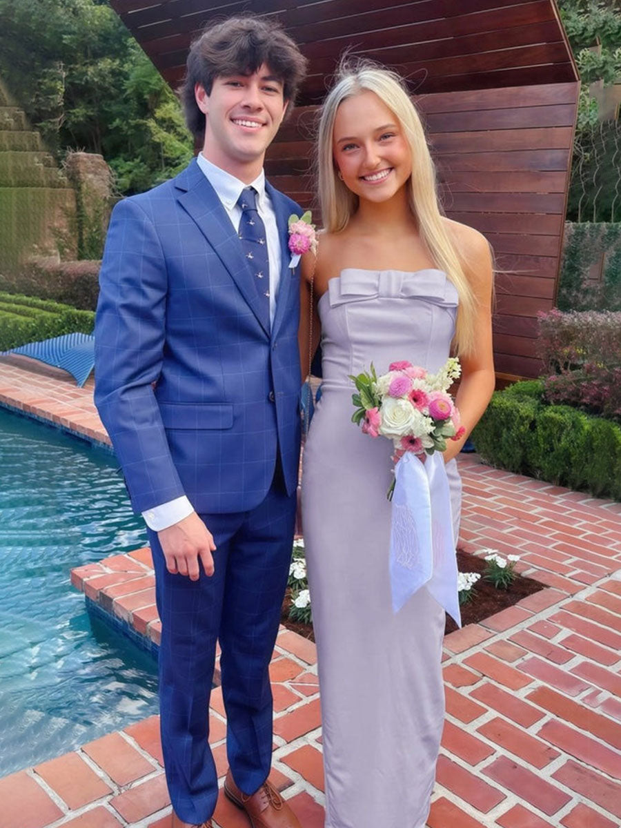 Chic Ivory Strapless Sheath Prom Dress with Bow Detail