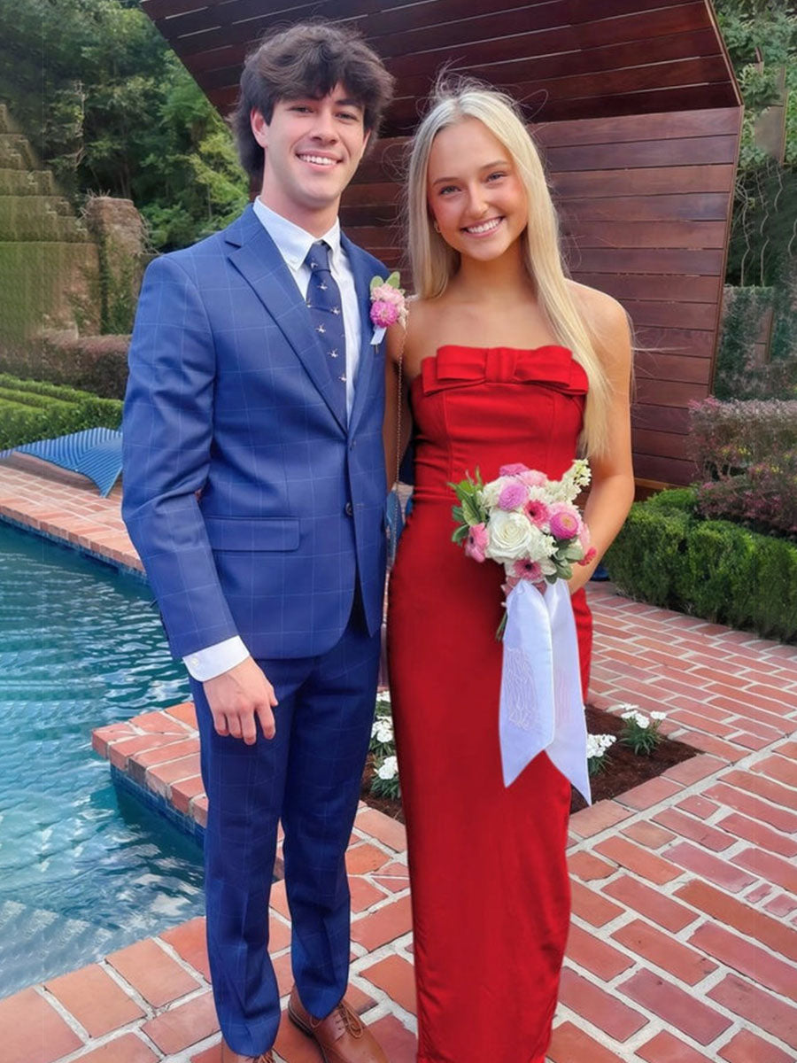 Chic Ivory Strapless Sheath Prom Dress with Bow Detail
