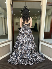 Chic Leopard Print Strapless Tiered A-Line Prom Dress