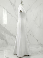 Chic White High Neck Keyhole Mermaid Gown Dress