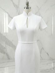 Chic White High Neck Keyhole Mermaid Gown Dress