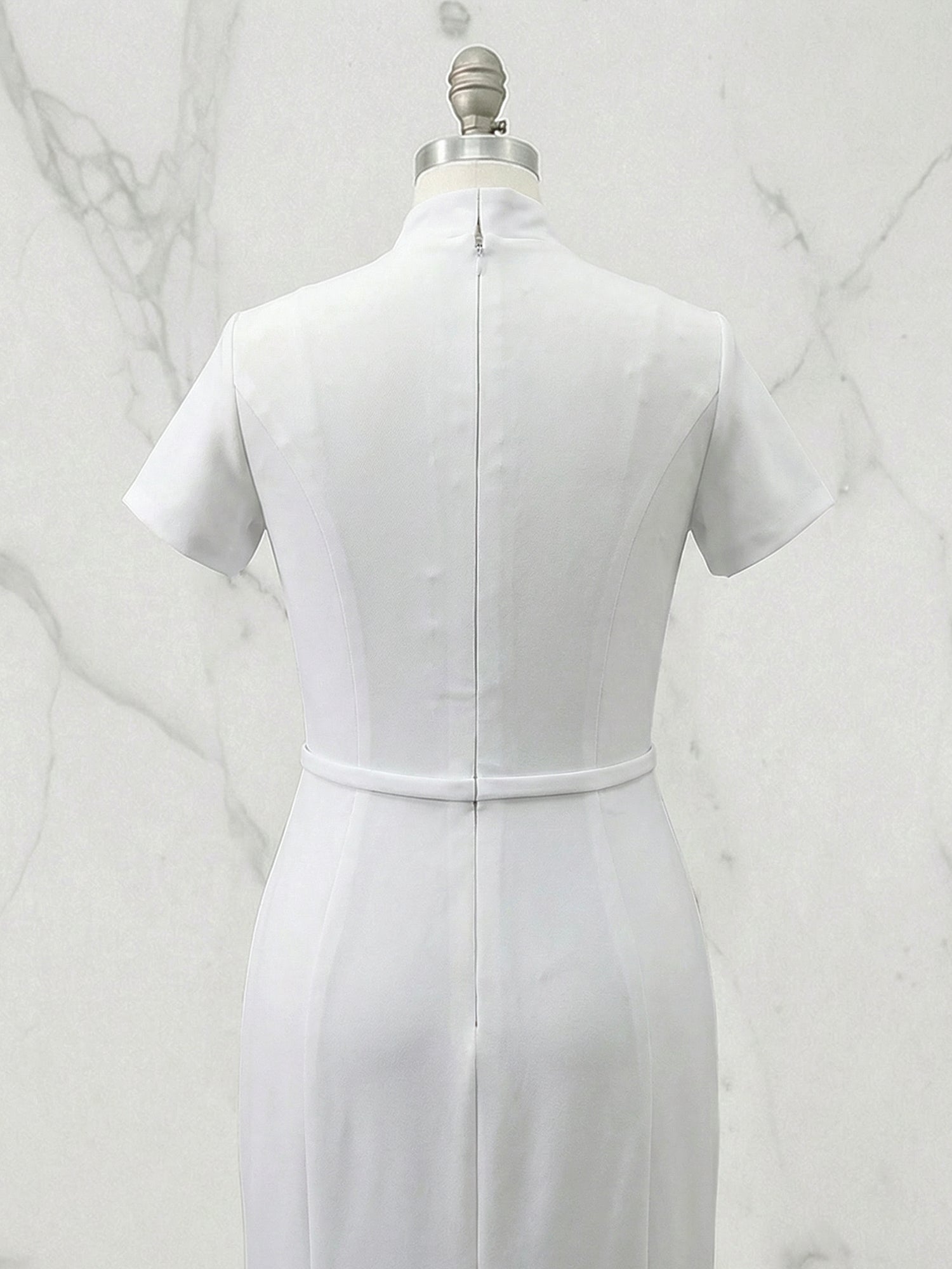 Chic White High Neck Keyhole Mermaid Gown Dress