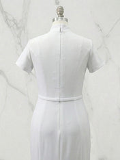 Chic White High Neck Keyhole Mermaid Gown Dress