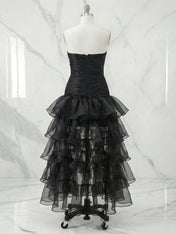 Chic Dark Green Strapless Tulle Tiered Long Formal Dress