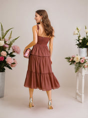 Chiffon Sweetheart Pleated A-Line Tiered Formal Dress