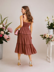 Chiffon Sweetheart Pleated A-Line Tiered Formal Dress