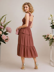 Chiffon Sweetheart Pleated A-Line Tiered Formal Dress