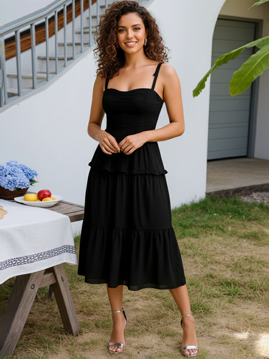 Chiffon Sweetheart Pleated A-Line Tiered Formal Dress