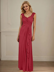 Robe en maille plissée champagne coupe trapèze avec décolleté en cœur 