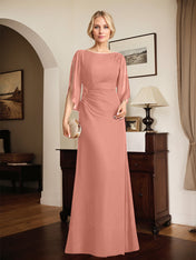 Sheath/Column Scoop Floor-Length Chiffon Mother of the Bride Dress With Pleated Beading