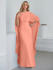 Sheath Scoop Floor-Length Chiffon Mother of the Bride Dress With Cascading Ruffles