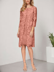 A-line Scoop Knee-Length Chiffon Lace Mother of the Bride Dress With Jacket
