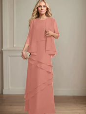 Sheath Scoop Floor-Length Chiffon Mother of the Bride Dress
