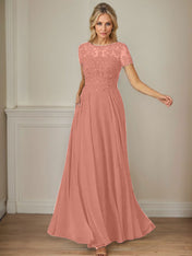 Dark Navy A-Line Boatneck Sequins Chiffon Dress