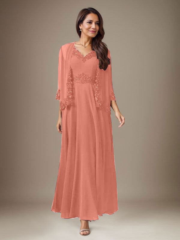 Plum A-Line Sequins Chiffon Dress